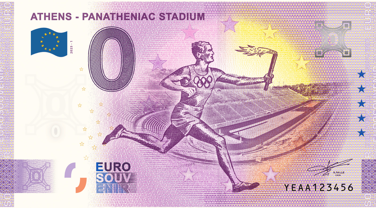 €0 Euro Souvenir banknote for the Panathenaic Stadium in Athens