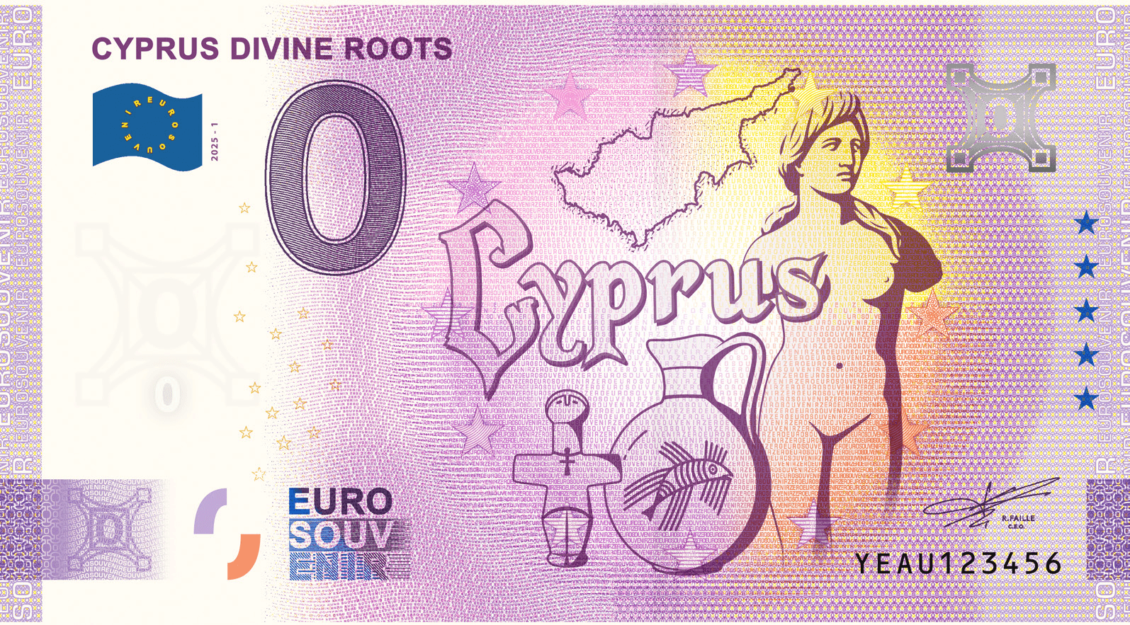 €0 Euro Souvenir banknote Cyprus Divine Roots