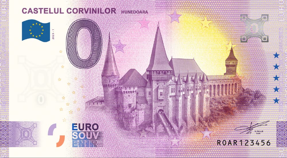 €0 Euro Souvenir banknote for Corvin Castle, Hunedoara