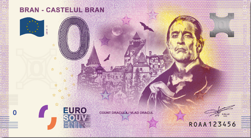 €0 Euro Souvenir banknote for Bran Castle, Romania