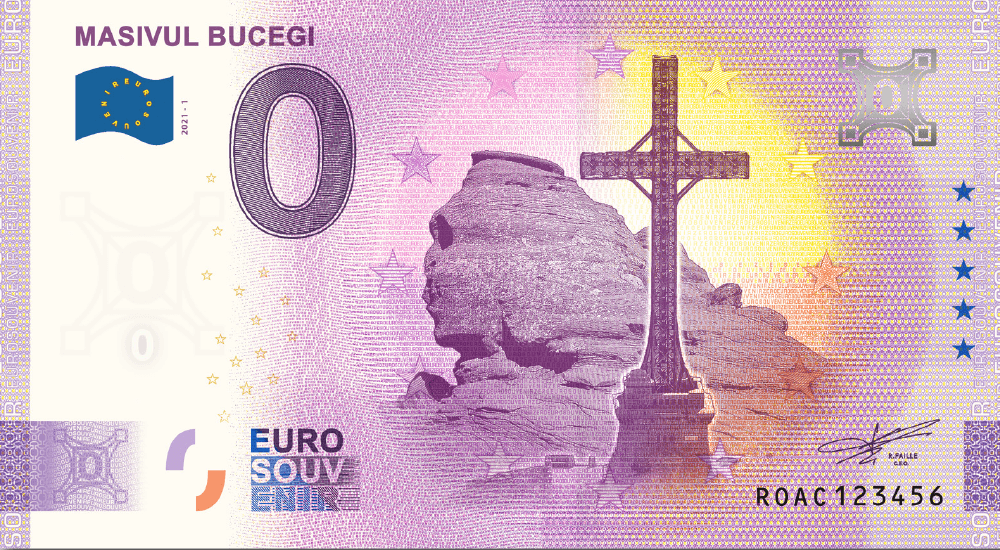 €0 Euro Souvenir banknote for the Bucegi Mountains, Romania
