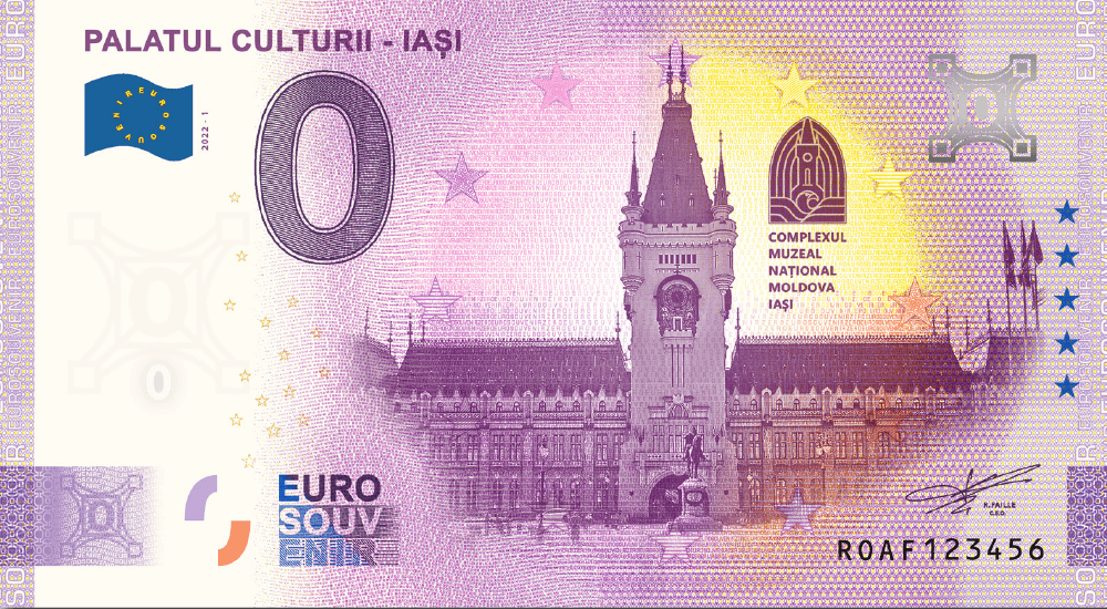 €0 Euro Souvenir banknote for the Palace of Culture, Iași