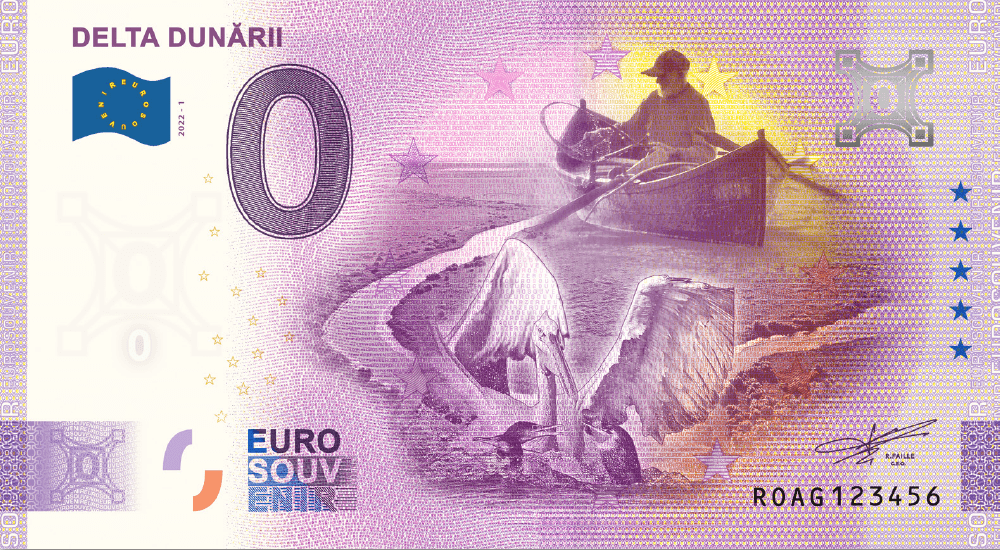 €0 Euro Souvenir banknote for the Danube Delta, Romania