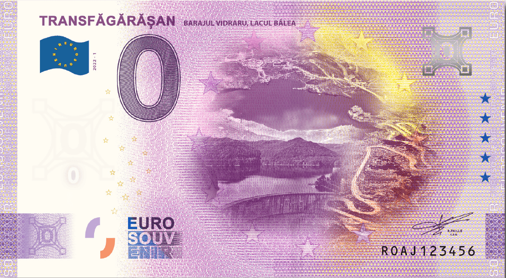 €0 Euro Souvenir banknote for the Transfăgărășan, Romania