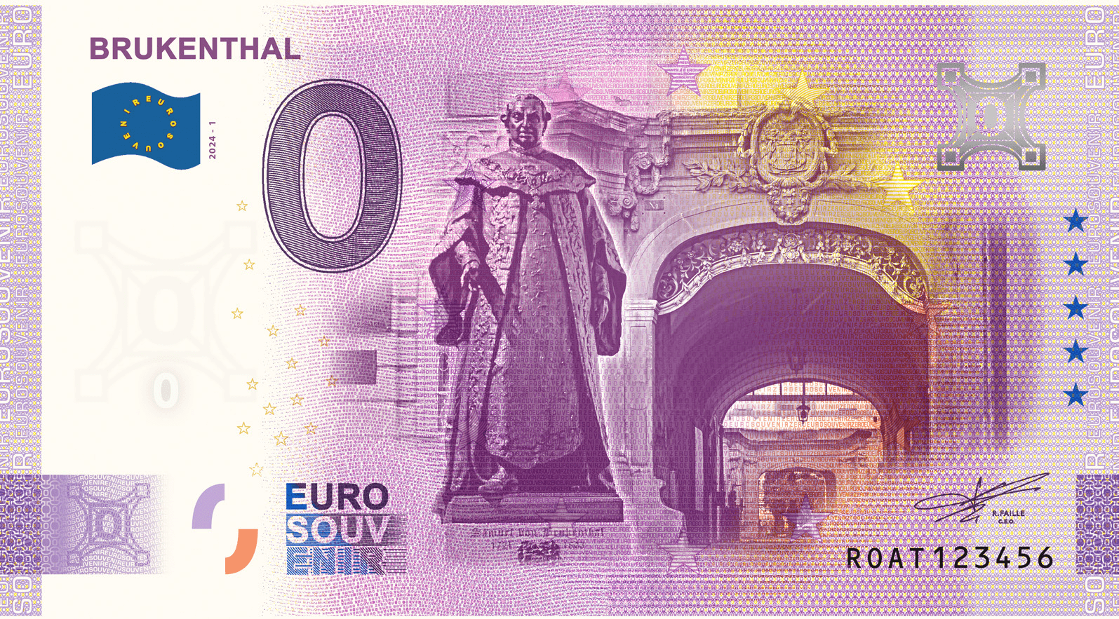 €0 Euro Souvenir banknote for the Brukenthal Palace, Sibiu