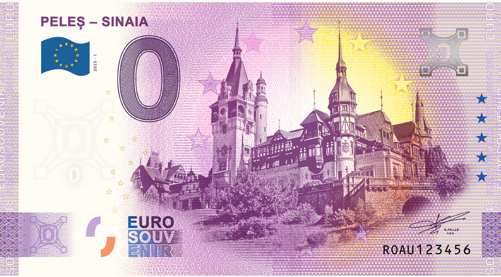 €0 Euro Souvenir banknote for Peleș Castle, Sinaia