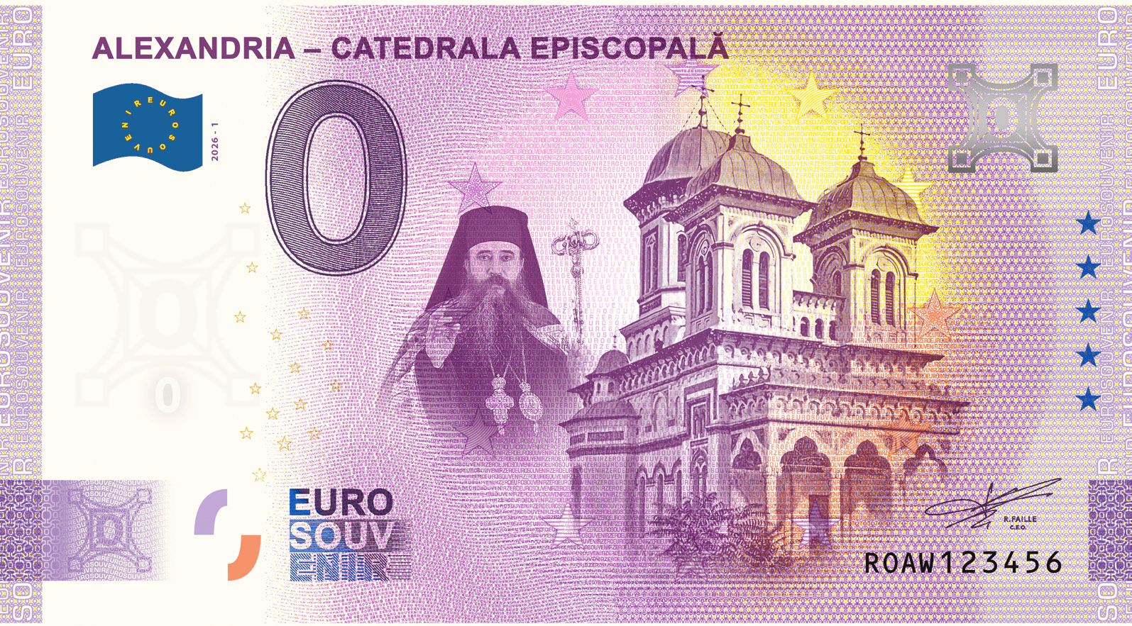 €0 Euro Souvenir banknote for the Episcopal Cathedral, Alexandria