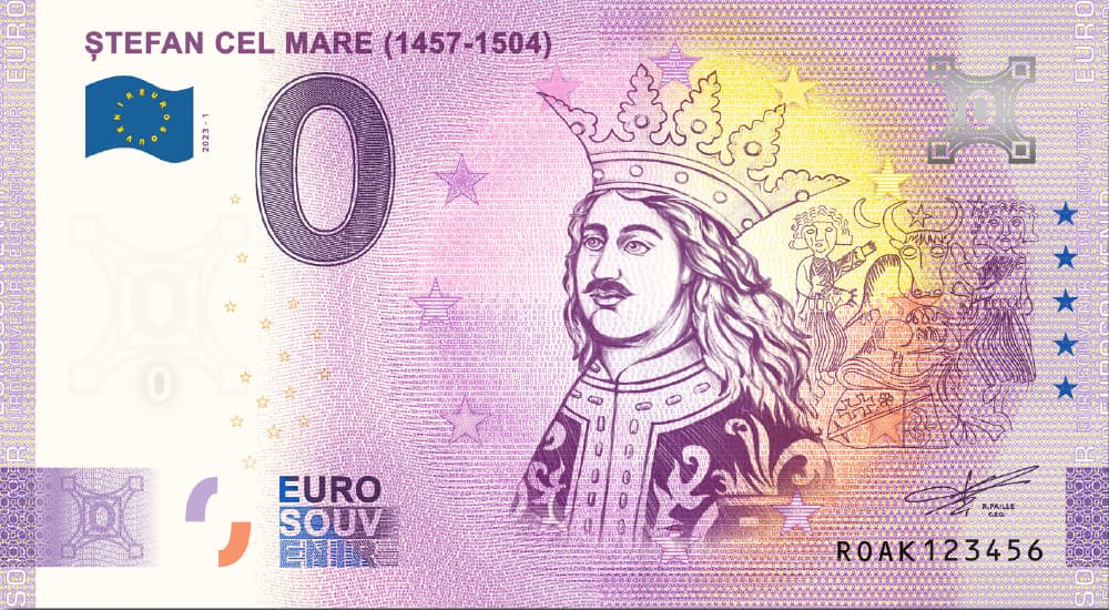 €0 Euro Souvenir banknote featuring Ștefan cel Mare