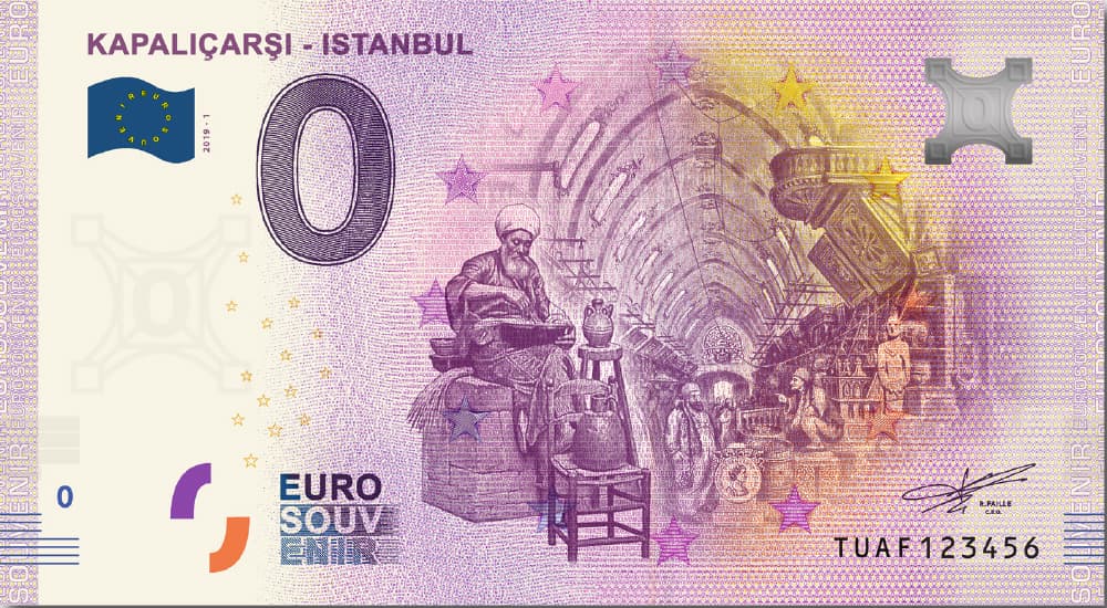€0 Euro Souvenir banknote for Kapalıçarşı, Istanbul