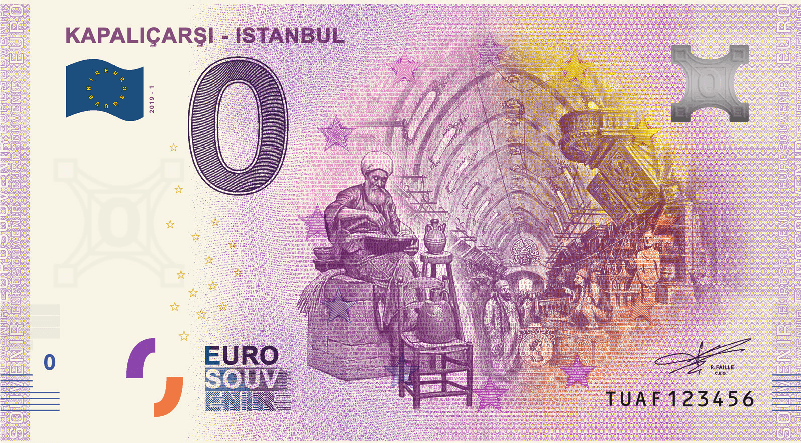€0 Euro Souvenir banknote for Kapalıçarşı, Istanbul