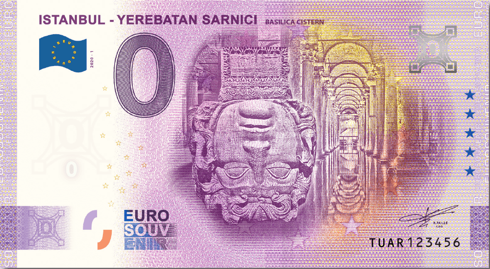 €0 Euro Souvenir banknote for the Basilica Cistern, Istanbul