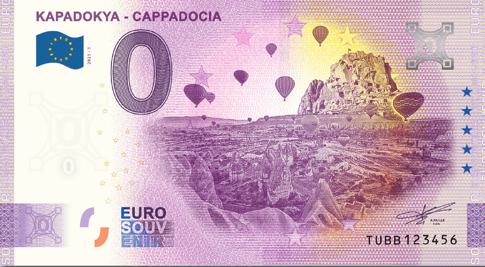 €0 Euro Souvenir banknote for Cappadocia, Turkey