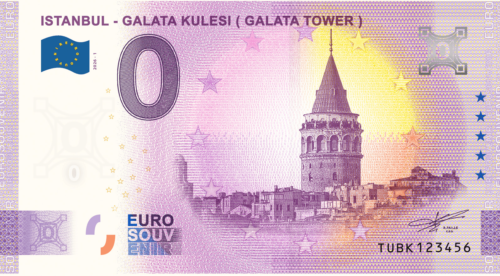 €0 Euro Souvenir banknote for Galata Tower, Istanbul