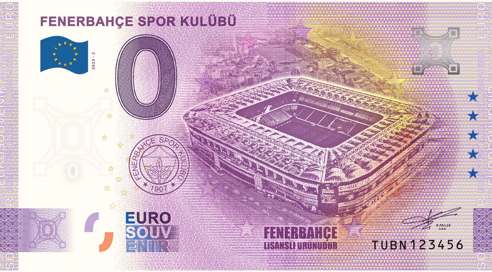 €0 Euro Souvenir banknote for Fenerbahçe Spor Kulübü