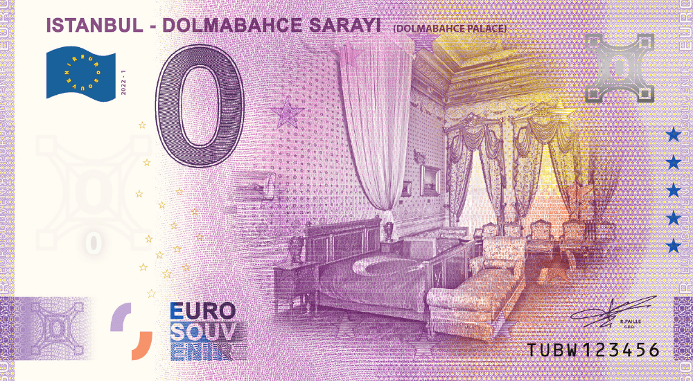 €0 Euro Souvenir banknote for Dolmabahçe Palace, Istanbul