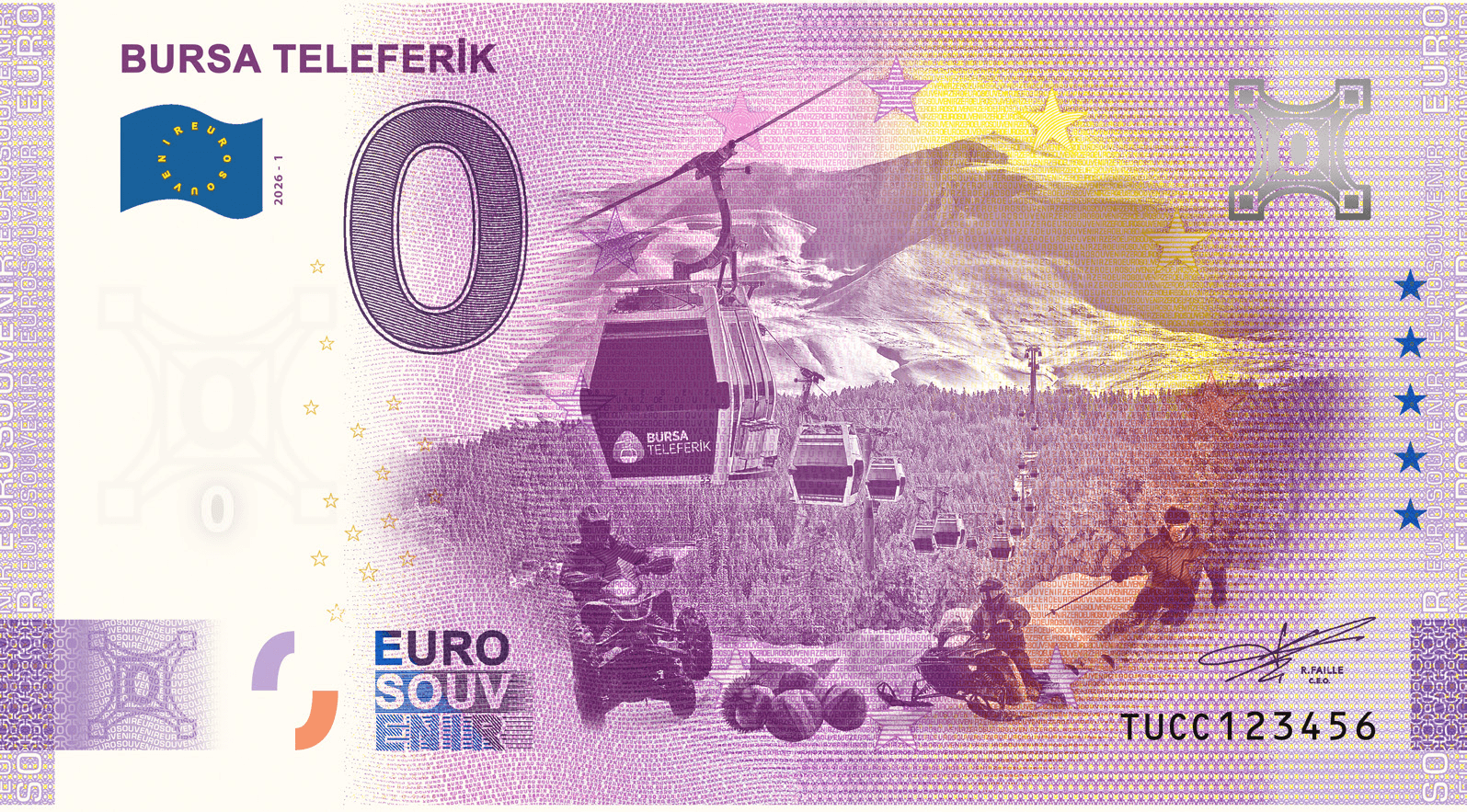 €0 Euro Souvenir banknote for the Bursa teleferik