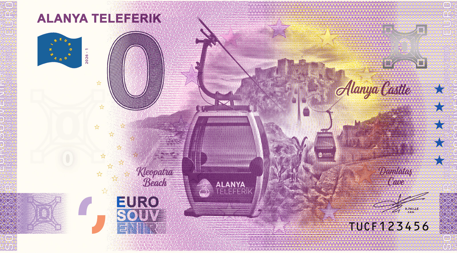 €0 Euro Souvenir banknote for the Alanya teleferik